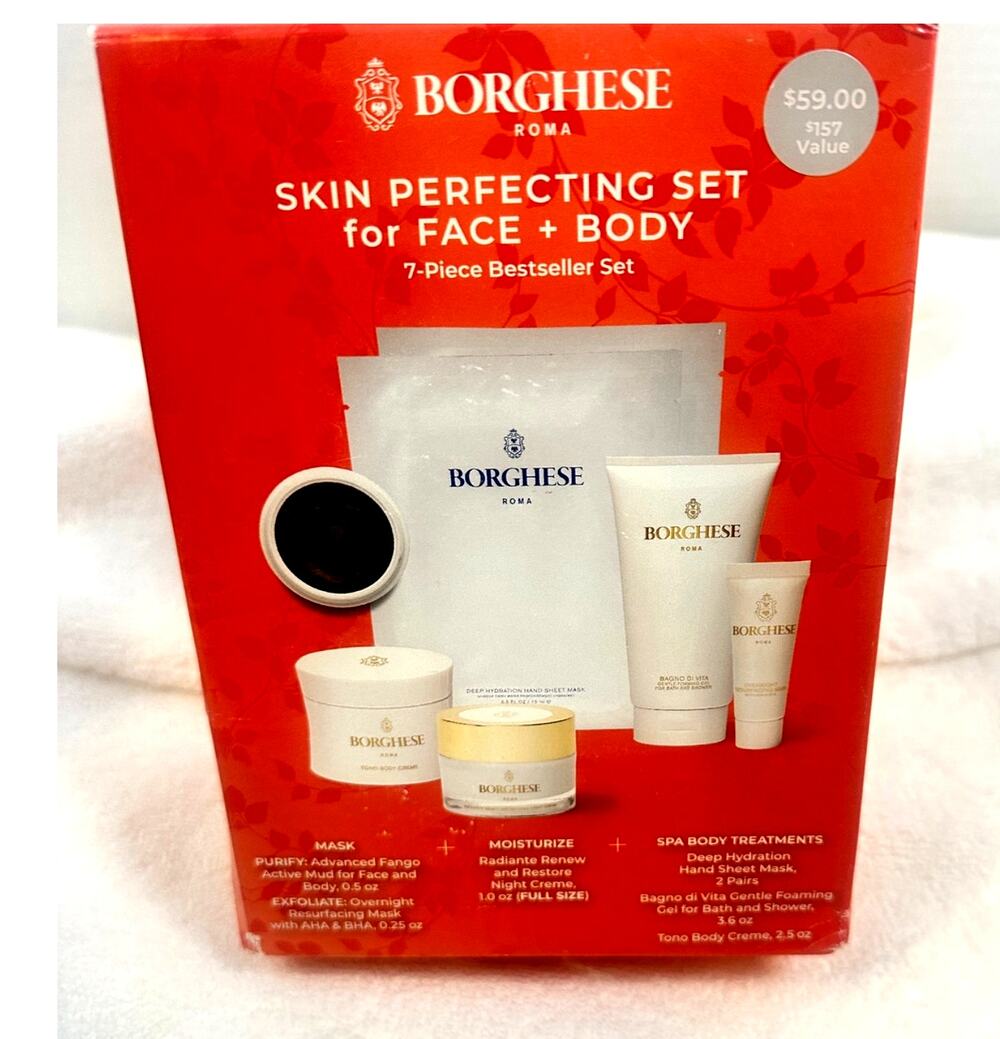 NEW Borghese Roma Skin Perfecting Face & Body 7-Piece Skincare Gift Set NIB